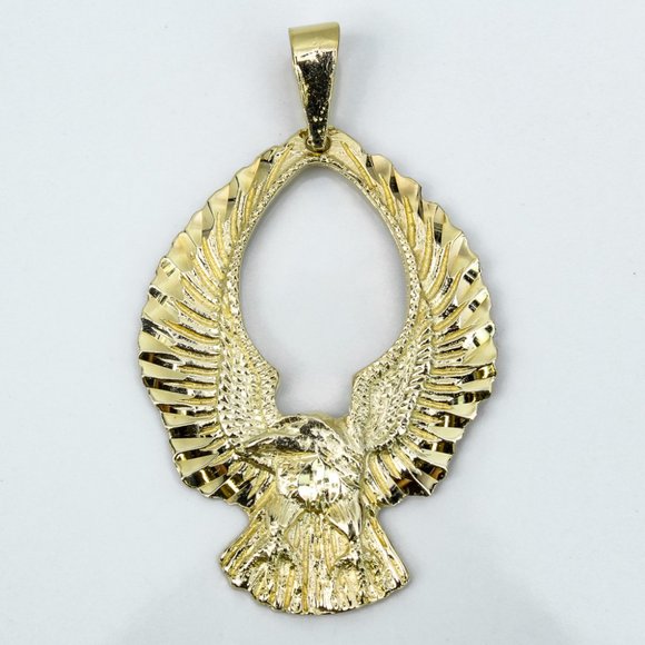 Vintage 14k Yellow Gold Flying Eagle Bird Pendant Charm